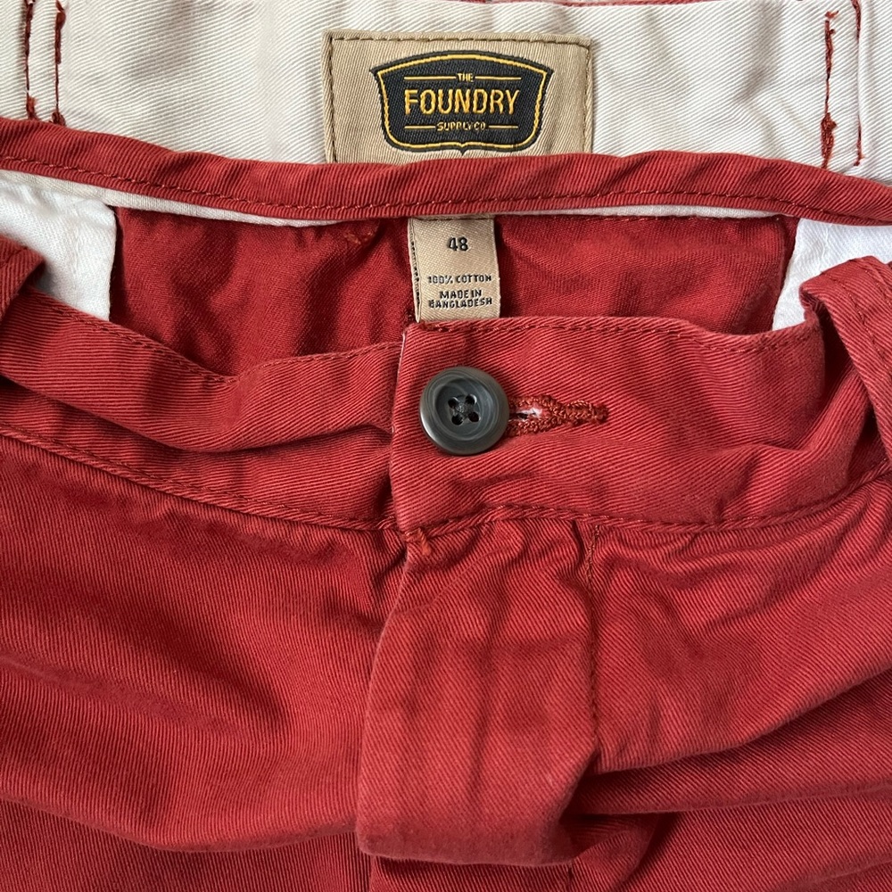 The Foundry Supply Co Chino Pants | Waist 48 | Red | 100% Cotton - Picture 8 of 13